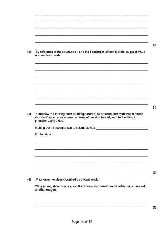 A level Chemistry Exam Question Packs